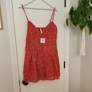American Eagle Outfitters Red Floral Mini Dress NWT